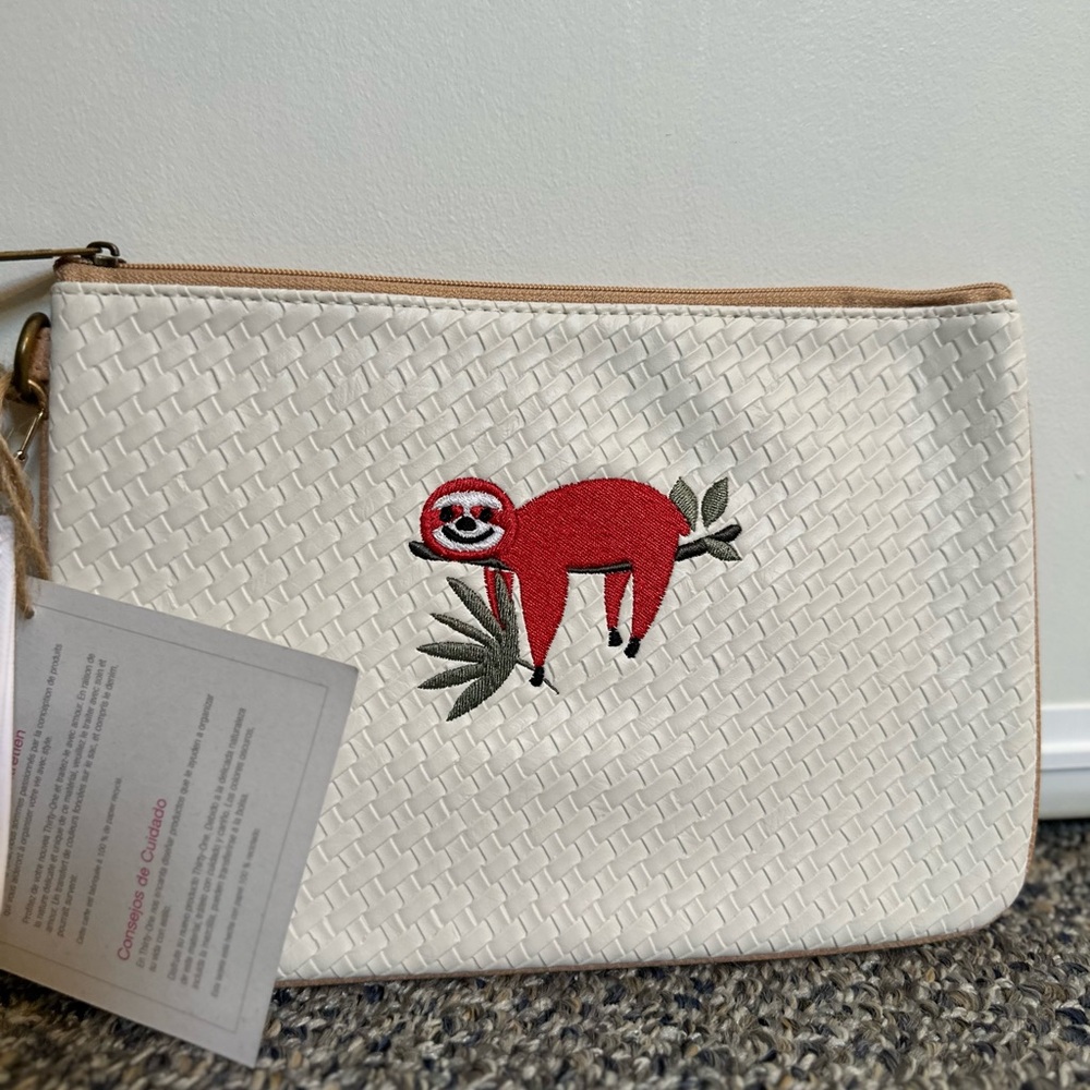 Woven Clutch with Red Sloth Design
